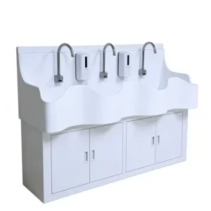 Feixia Triple Bay Acrylic Surgical Scrub Sink, Hands-Free Foot Operated for OR