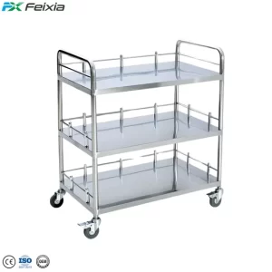 L800mm Stainless Steel Medical Cart with Wheels | Hospital Trolley Manufacturer